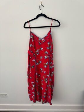 rag & bone Red Floral Midi Slip Dress